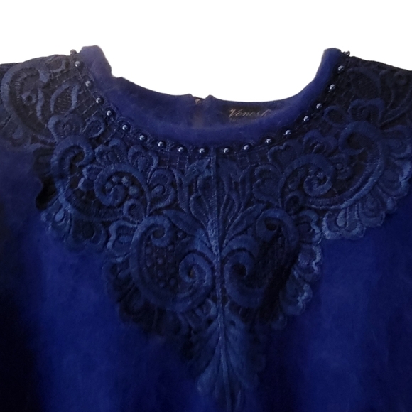 Vintage Venesha 80s blue Angora sweater  size small - Picture 5 of 12